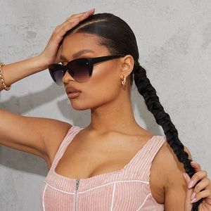 NWT Black Fade Semi Rimless Cat Eye Sunglasses